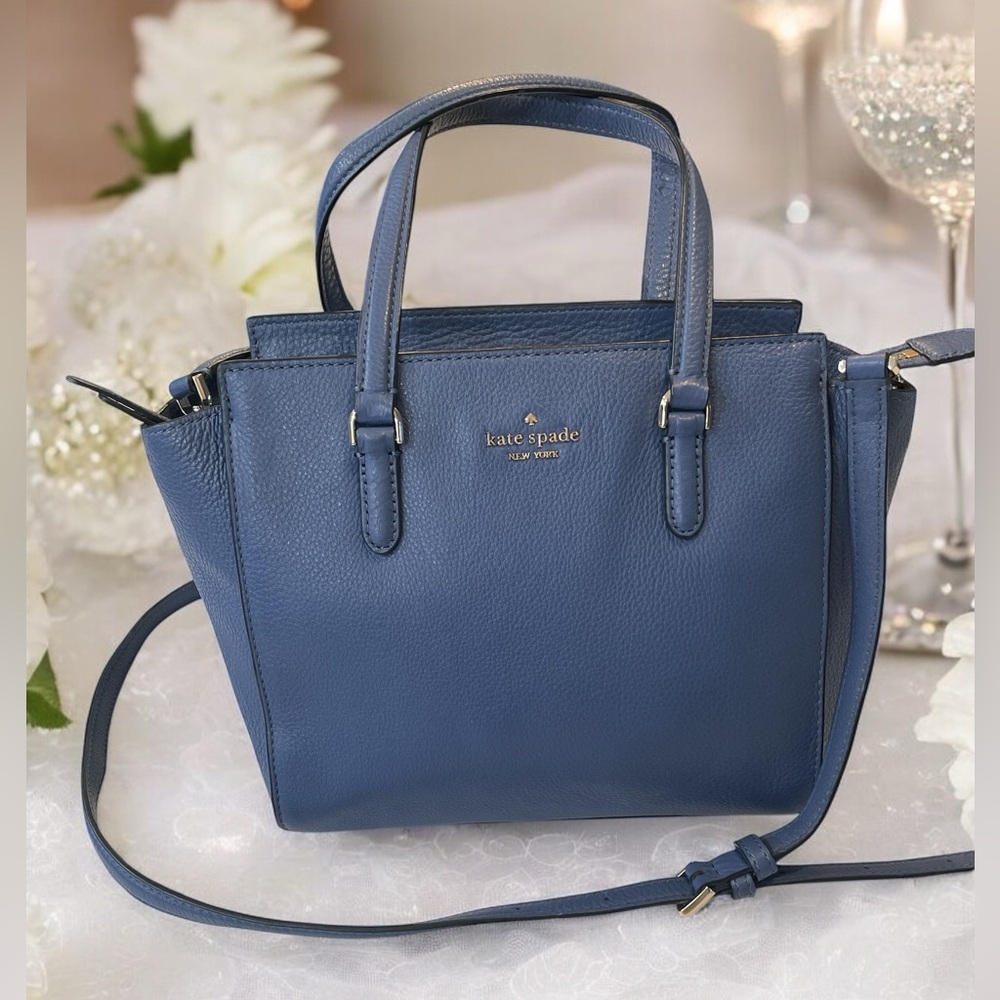 Kate Spade Jackson Consell Blue Pebbled Leather Medium Tote